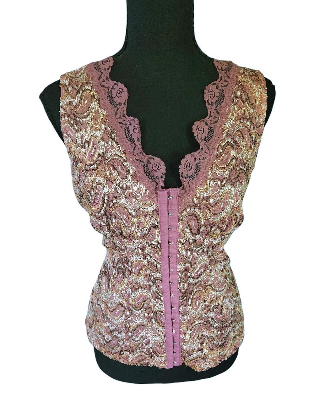 Y2k 2000s Studio 1940 Lace Corset Style Whimsigoth Top Sz M